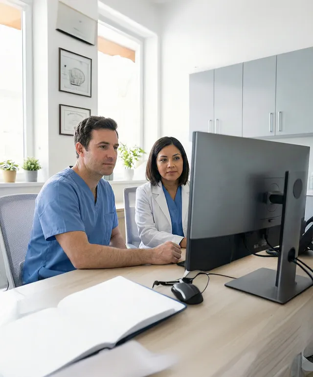 Physicians reviewing patient data